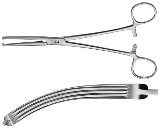 AE-BJ535R, GWILLIAM HYSTERECTOMY FORCEPS 1X2 TEETH, CURVED 	200 mm, 8"