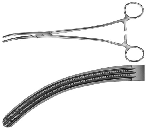 AE-BJ551R, WERTHEIM HYSTEREKTOMY FORCEPS 	PARAMETRIUM, CURVED 	245 mm, 9 3/4"