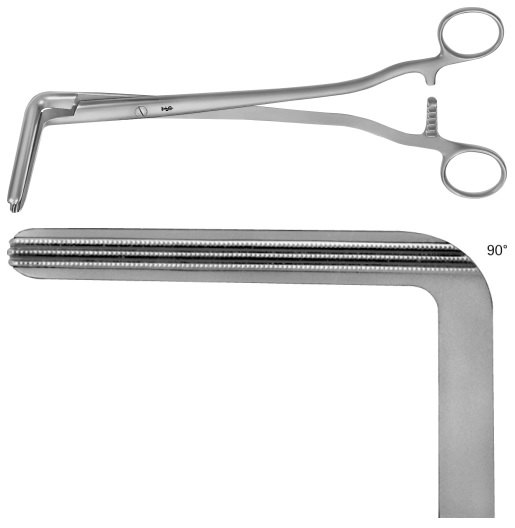AE-BJ581R, WERTHEIM 	COMPRESSION FORCEPS 	90° ANGLED, 67 MM 	250 mm, 10" 
