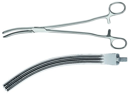 AE-BJ583R, KIEBACK ATRAUMATA - HYSTERECTOMY CLAMP 	CURVED 	250 mm, 10" 