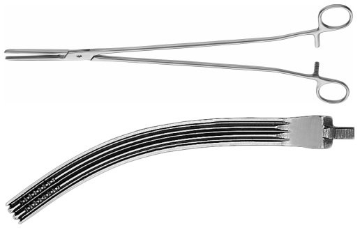 AE-BJ585R, KIEBACK ATRAUMATA - HYSTERECTOMY CLAMP 	CURVED 	350 mm, 14" 
