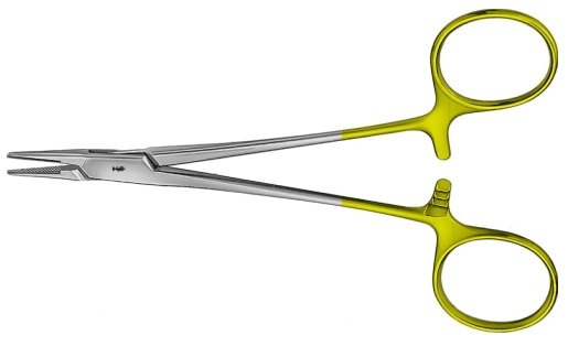 AE-BM012R, HALSEY 	DUROGRIP NEEDLEHOLDER 	RECOMMENDED FOR SUTURE MATERIAL 4/0 - 6/0 	130 mm, 5 1/8" 