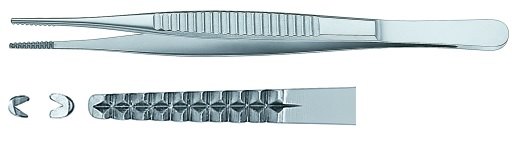 AE-FB397R, RESANO DISSECTING FORCEPS CARDIAC VALVE FORCEPS, TIP SIZE 2 MM 180 mm, 7"