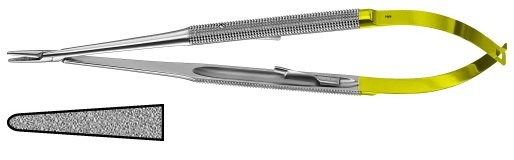 AE-FM228R, DIADUST MICRO NEEDLE HOLDER ROUND HANDLE, WITH CATCH, RECOMMENDED FOR SUTURE MATERIAL 4/0 AND SMALLER 200 mm, 8" 
