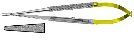 AE-FM230R, DIADUST MICRO NEEDLE HOLDER ROUND HANDLE, WITH CATCH, RECOMMENDED FOR SUTURE MATERIAL 4/0 AND SMALLER 230 mm, 9" 