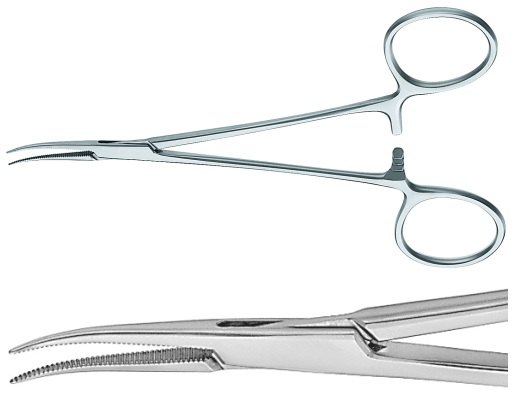 AE-MB229R, JACOBSON 	MOSQUITO FORCEPS 	CURVED 	125 mm, 5" 