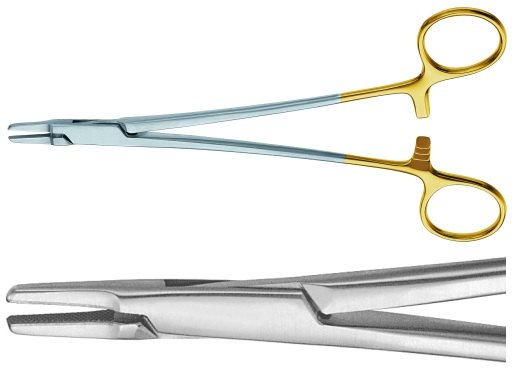 AE-MB607R, DUROGRIP FRENCH EYE NEEDLE HOLDER 	JAW SERR 	185 mm, 7 1/4"