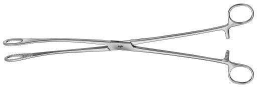 AE-BF136R, KELLY SPONGE HOLDING-, ORGAN- AND TISSUE GRASPING FORCEPS CURVED, WITH RATCHET 320 mm, 12 3/4"