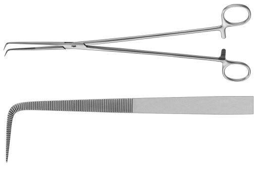 AE-BJ029R, BARRÉ DISSECTING CLAMP 	90°, EXTRA DELICATE 	280 mm, 11"