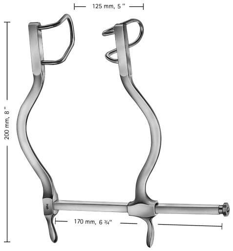 AE-BV502R, GOSSET 	ABDOMINAL RETRACTOR 	MEDIUM, BLADES 55 MM DEEP 	200 mm x 170 mm, 8 x 6 3/4"