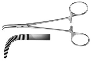 AE-BJ014R, BABY- ADSON, DISSECTING FORCEPS, CURVED, 180 mm, 7"