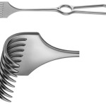 AE-BT279R, KÖRTE RETRACTOR 8 PRONGS, SHARP, 26 x 40 MM, HANDLE VERTICAL TO THE BLADE 240 mm, 9 1/2"