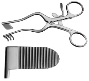 AE-OK794R, PERKINS SELF RETAINING RETRACTOR solid blade right 130 mm, 5 1/8"