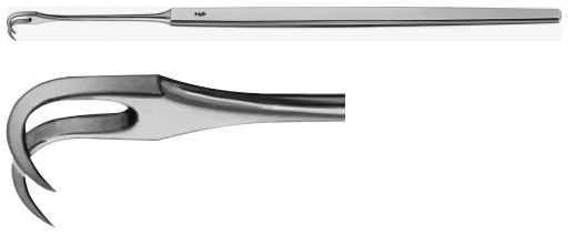 AE-BT167R, SIMON FISTULA HOOK 2 PRONG 220 mm, 8 3/4" 