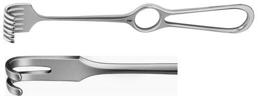 AE-BT272R, KOCHER RETRACTOR 2-PRONGS, BLUNT, 15,5X9MM 220 mm, 8 3/4"