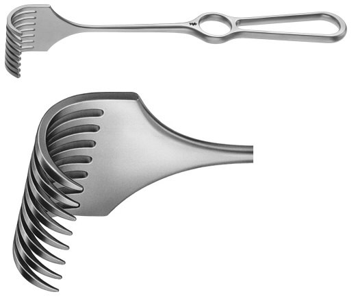 AE-BT279R, KÖRTE 	RETRACTOR 	8 PRONGS, SHARP, 26 x 40 MM, HANDLE VERTICAL TO THE BLADE 	240 mm, 9 1/2" 