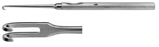 AE-BT917R, MANNERFELT MODIF. 	RETRACTOR 	2 PRONGS, BLUNT, 5,5 x 4,0 MM, SMALL CURVE 	155 mm, 6" 