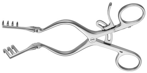 AE-BV094R, ADSON-BABY 	RETRACTOR 	3 x 4 TEETH, SEMI SHARP, WITH JOINT 	165 mm, 6 1/2" 
