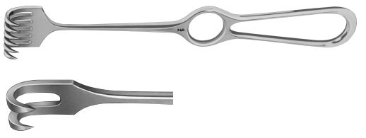 AE-BT242R, VOLKMANN RETRACTOR 2-PRONGS, SHARP, 9X8MM 220 mm, 8 3/4" 