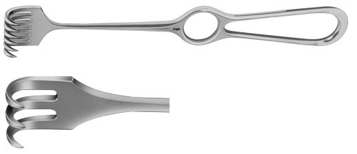 AE-BT243R, VOLKMANN RETRACTOR 3-PRONGS, SHARP, 9X13MM 220 mm, 8 3/4"