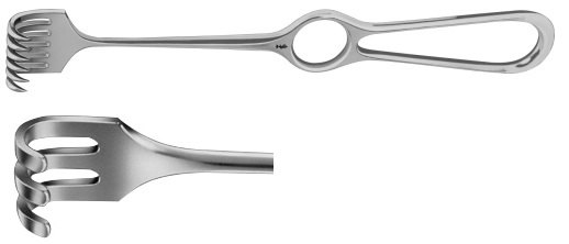 AE-BT253R, VOLKMANN RETRACTOR 3-PRONGS, BLUNT, 8X13MM 220 mm, 8 3/4" 