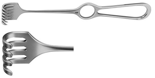 AE-BT254R, VOLKMANN RETRACTOR 4-PRONGS, BLUNT, 8X19MM 220 mm, 8 3/4" 