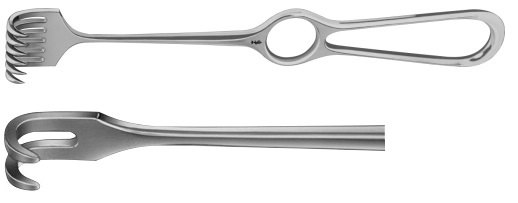 AE-BT257R, VOLKMANN RETRACTOR 2-PRONGS, SEMI SHARP, 8,5X8MM 220 mm, 8 3/4" 