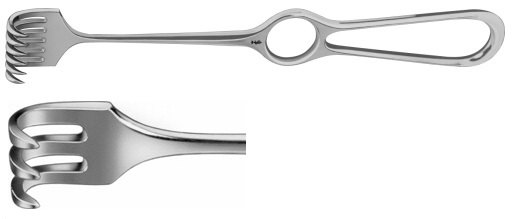 AE-BT259R, VOLKMANN RETRACTOR 3-PRONGS, SEMI SHARP, 8,5X13MM 220 mm, 8 3/4" 