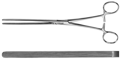 AE-EA130R, DOYEN, INTESTINAL CLAMP STRAIGHT, SOFT AND ELASTIC 240 mm, 9 1/2"