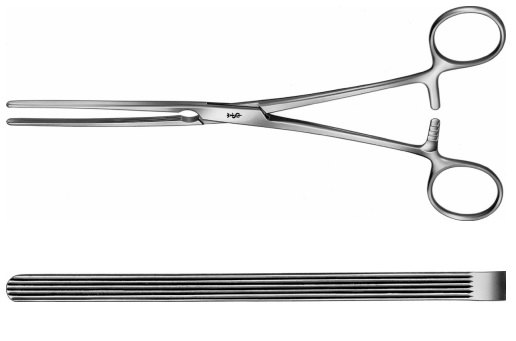 AE-EA145R, KOCHER, INTESTINAL CLAMP, STRAIGHT, SOFT AND ELASTIC, 230 mm, 9"