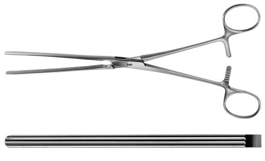 AE-EA151R, KOCHER, INTESTINAL CLAMP, STRAIGHT, VERY SOFT AND ELASTIC 250 mm, 10"