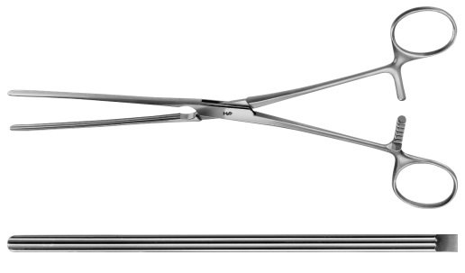 AE-EA152R, KOCHER, INTESTINAL CLAMP, STRAIGHT, VERY SOFT AND ELASTIC 280 mm, 11"