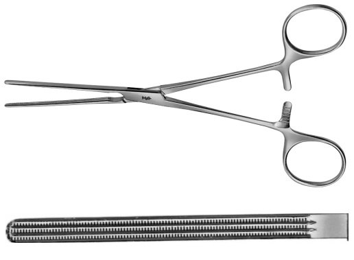 AE-EA222R, DOYEN, ATRAUMATA INTESTINAL CLAMP STRAIGHT, SOFT AND ELASTIC 170 mm, 6 3/4"