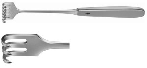 AE-BT223R, VOLKMANN RETRACTOR 3-PRONGS, SHARP, 9X13MM 225 mm, 9"