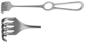 AE-BT254R, VOLKMANN RETRACTOR 4-PRONGS, BLUNT, 8X19MM 220 mm, 8 3/4"