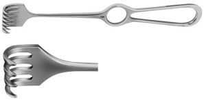 AE-BT260R, VOLKMANN RETRACTOR 4-PRONGS, SEMI SHARP, 8,5X19MM 220 mm, 8 3/4"