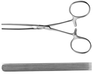 AE-EA116R, BABY-KOCHER, INTESTINAL CLAMP STRAIGHT, VERY ELASTIC 130 mm, 5 1/8"