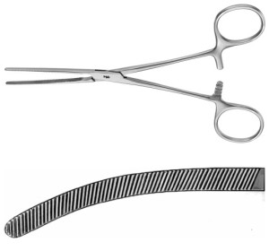 AE-EA121R, DOYEN, INTESTINAL CLAMP CURVED, ELASTIC, 165 mm, 6 1/2"