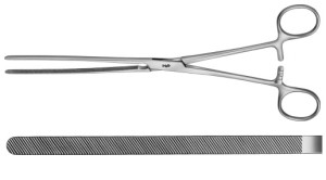 AE-EA126R, DOYEN, INTESTINAL CLAMP STRAIGHT, SOFT AND ELASTIC 235 mm, 9 1/4"