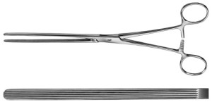 AE-EA130R, DOYEN, INTESTINAL CLAMP STRAIGHT, SOFT AND ELASTIC 240 mm, 9 1/2"