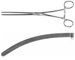 AE-EA131R, DOYEN, INTESTINAL CLAMP CURVED, SOFT AND ELASTIC 240 mm, 9 1/2"