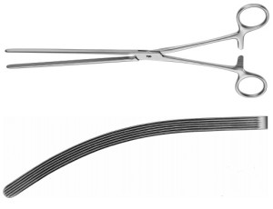 AE-EA171R, MAYO-ROBSON, INTESTINAL CLAMP CURVED, HARD ELASTIC 250 mm, 10"