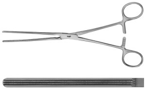 AE-EA202R, KOCHER, ATRAUMATA INTESTINAL CLAMP, STRAIGHT, VERY SOFT AND ELASTIC 220 mm, 8 3/4"