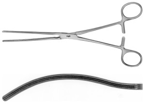AE-EA207R, KOCHER, ATRAUMATA INTESTINAL CLAMP, CURVED, VERY SOFT AND ELASTIC 280 mm, 11"