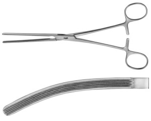 AE-EA211R, HARTMANN, ATRAUMATA INTESTINAL CLAMP CURVED, SOFT AND ELASTIC 200 mm, 8"