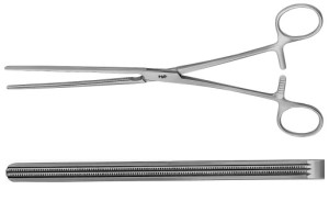 AE-EA212R, DOYEN, ATRAUMATA INTESTINAL CLAMP STRAIGHT, SOFT AND ELASTIC 230 mm, 9"
