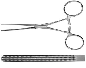 AE-EA220R, BABY-KOCHER, ATRAUMATA INTESTINAL CLAMP, STRAIGHT, SOFT AND ELASTIC 130 mm, 5 1/8"
