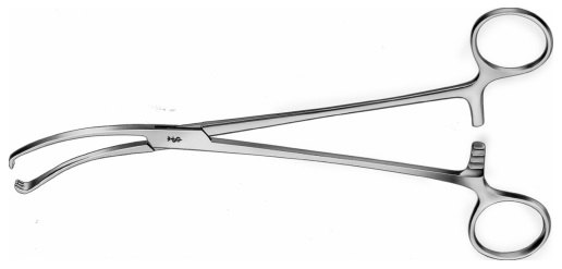 AE-EO180R, TEALE, UTERINE TENACULUM FORCEPS 3X4 TEETH, ANGLED TO SIDE 255 mm, 10"