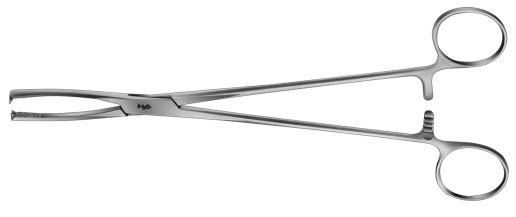 AE-EO202R, JACOBS, UTERINE TENACULUM FORCEPS 2X2 TEETH, STRAIGHT 215 mm, 8 1/2"