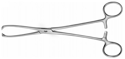 AE-EO218R, MUSEUX, UTERINE TENACULUM FORCEPS 2X2 TEETH, STRAIGHT 200 mm, 8"